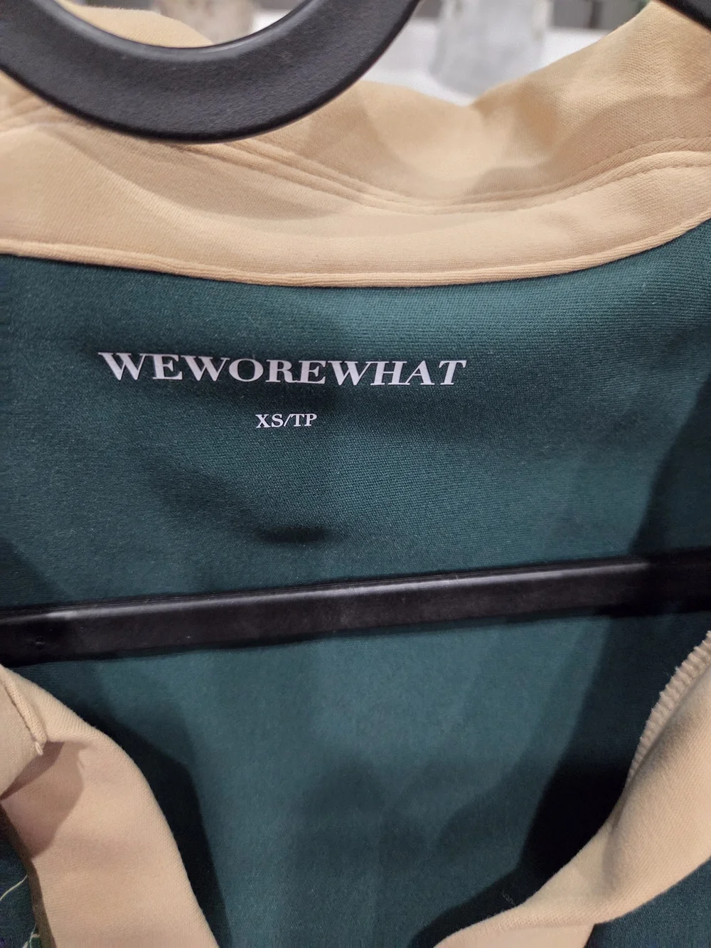 WeWoreWhat Dark Green & Beige Collared Crop Bralette Set Size XS NWT